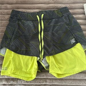 New Balance Black and Neon Yellow Athletic Shorts